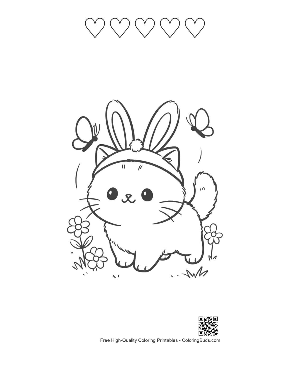 Heart outline printable British Shorthair kitten bunny headband field
