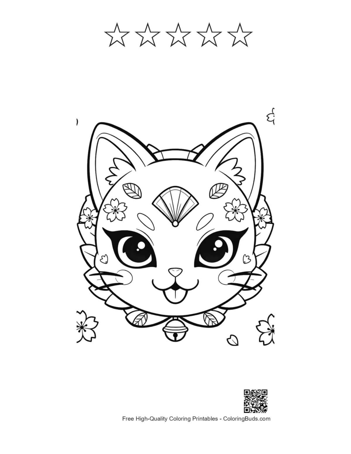 Kitten fox mask printable with 5 star outlines