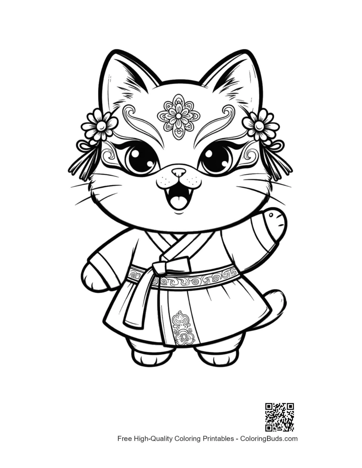 Cute cat masks coloring page printable