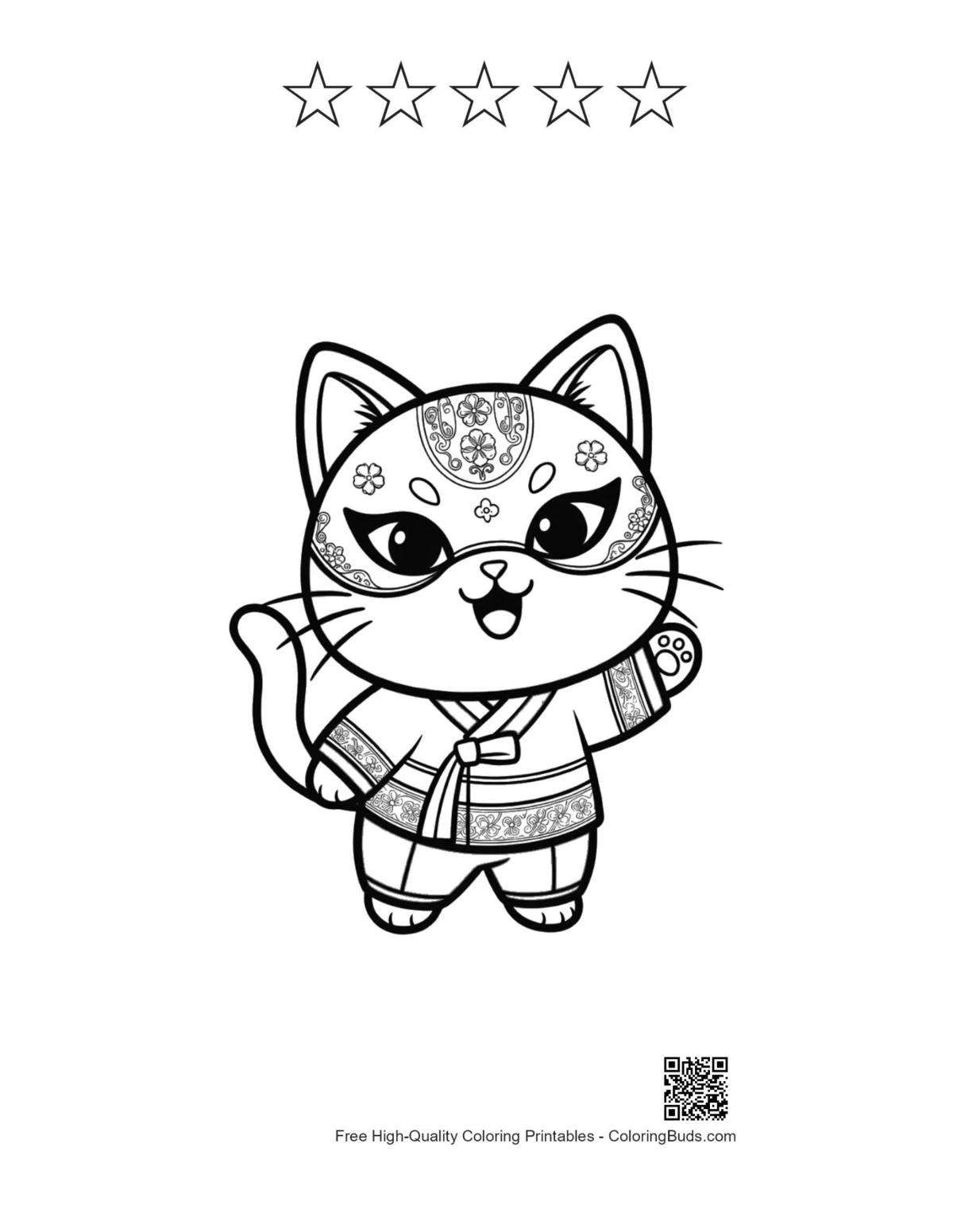 Cat masks printable with 5 star outlines for kids