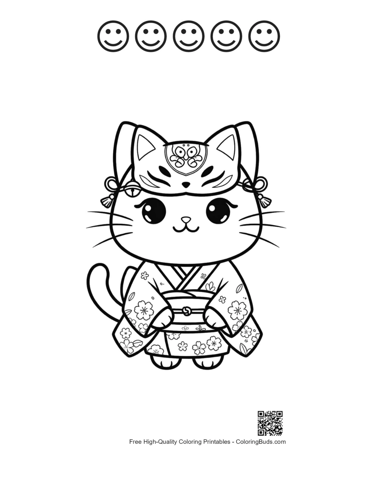 Cat masks printable with 5 happy faces