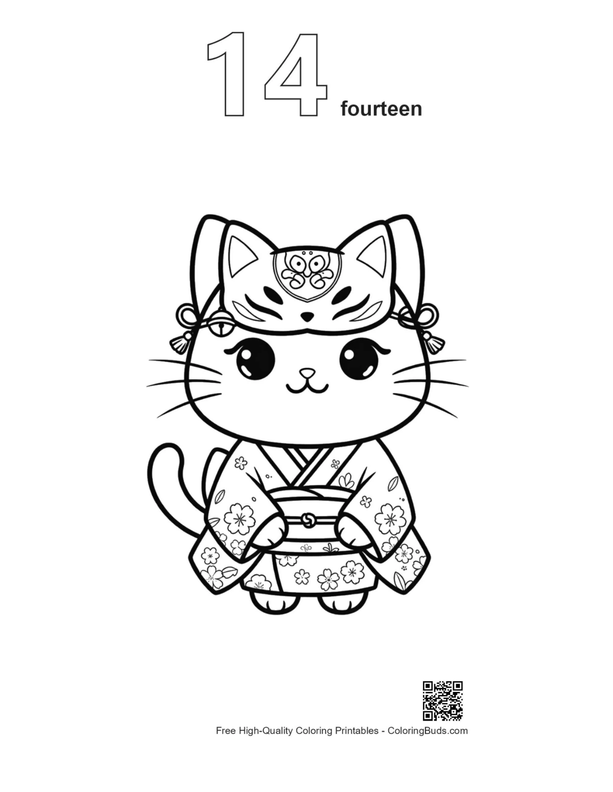 Cat masks printable outline number 14 coloring page