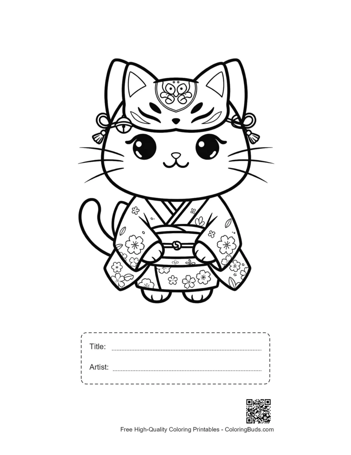 Cat masks printable with title artist box outline