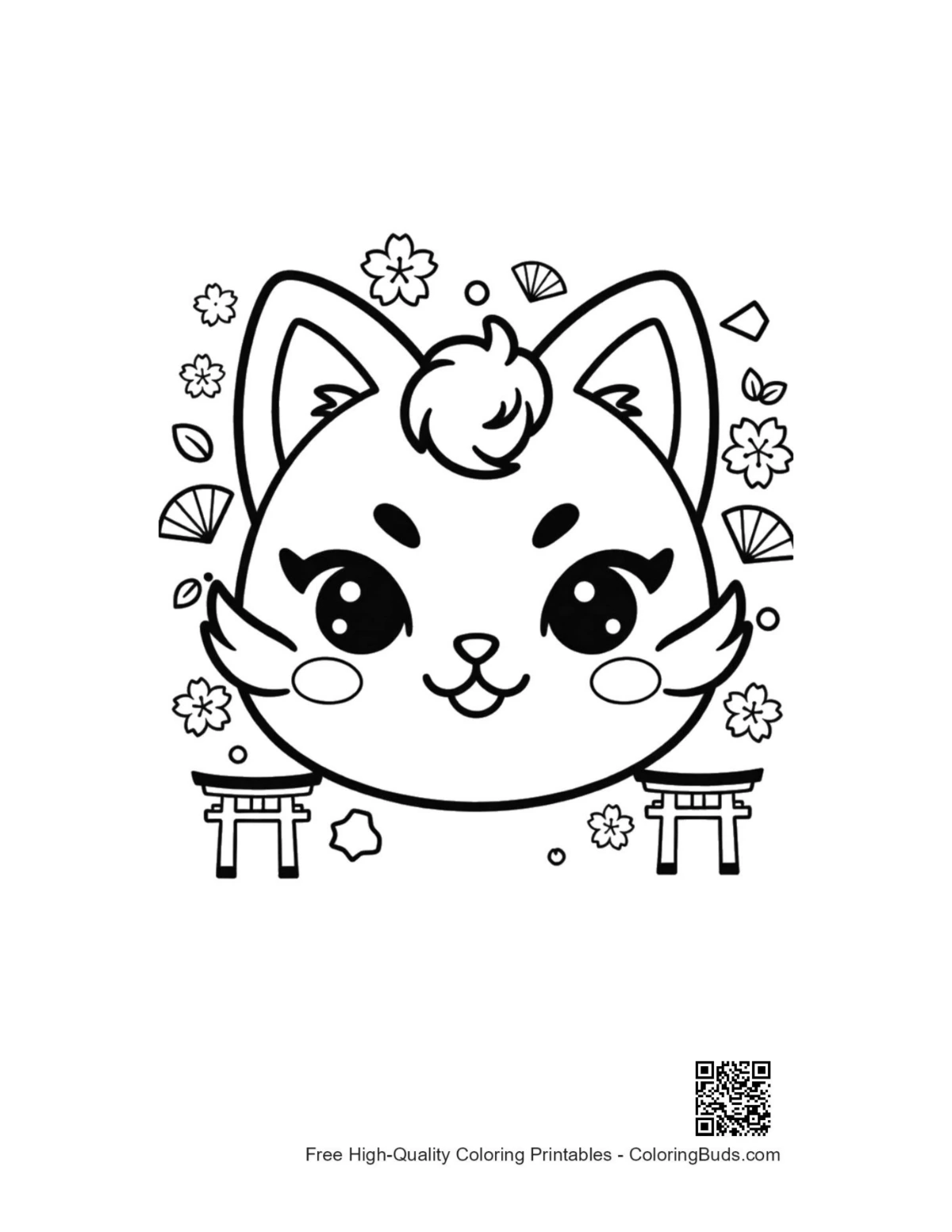 Cheery cat face printable with decorative mask