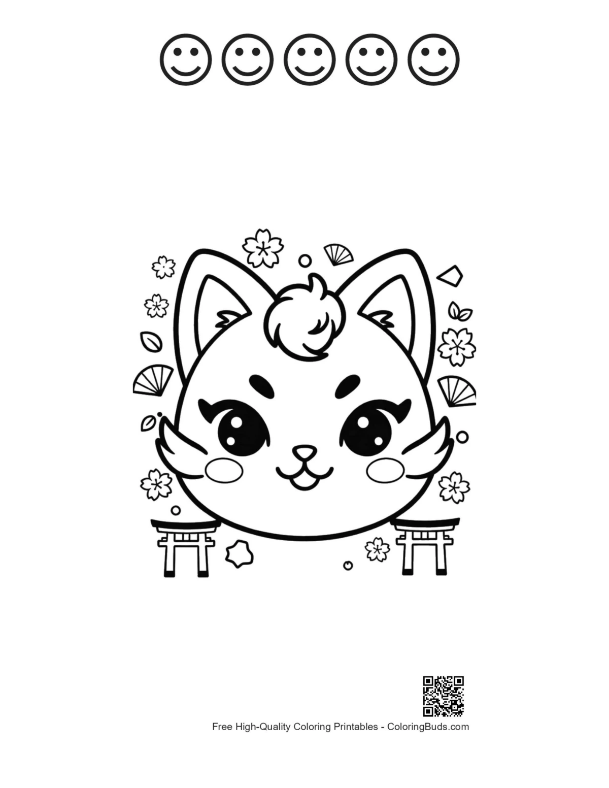 Cheery cat mask with happy faces printable