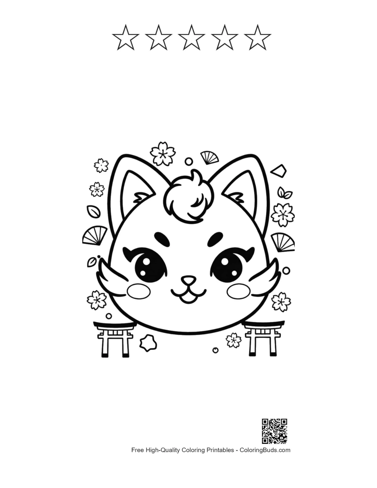 Cheery cat printable with stars and mask