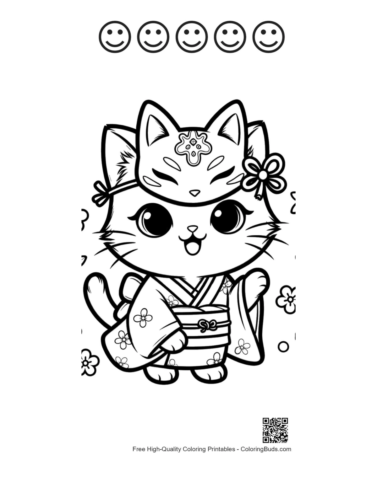 Cute cat masks printable with happy faces