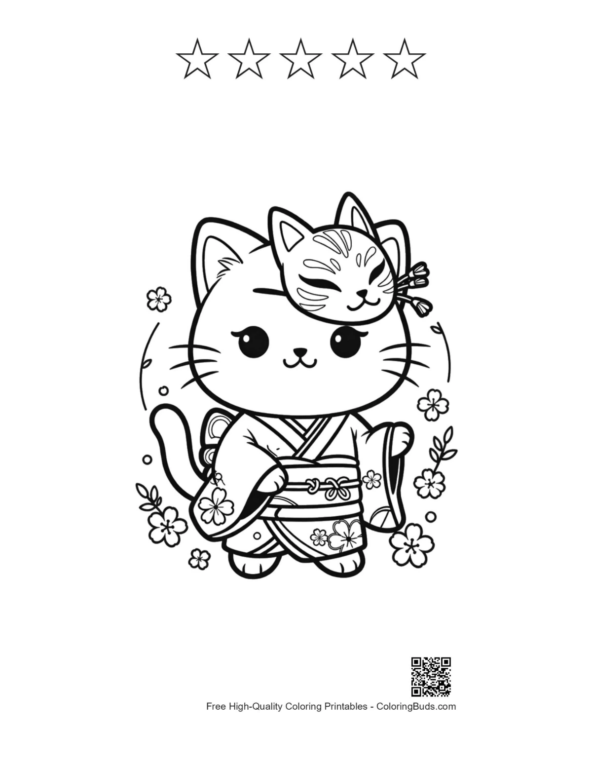 Cute cat masks printable with 5 stars outline