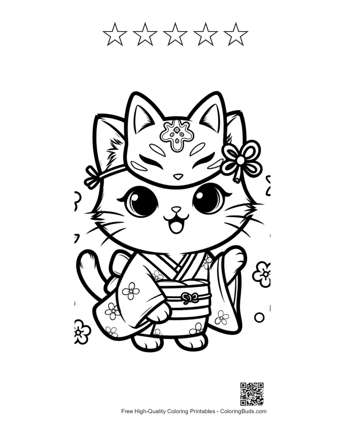 Cute cat masks printable with star outlines