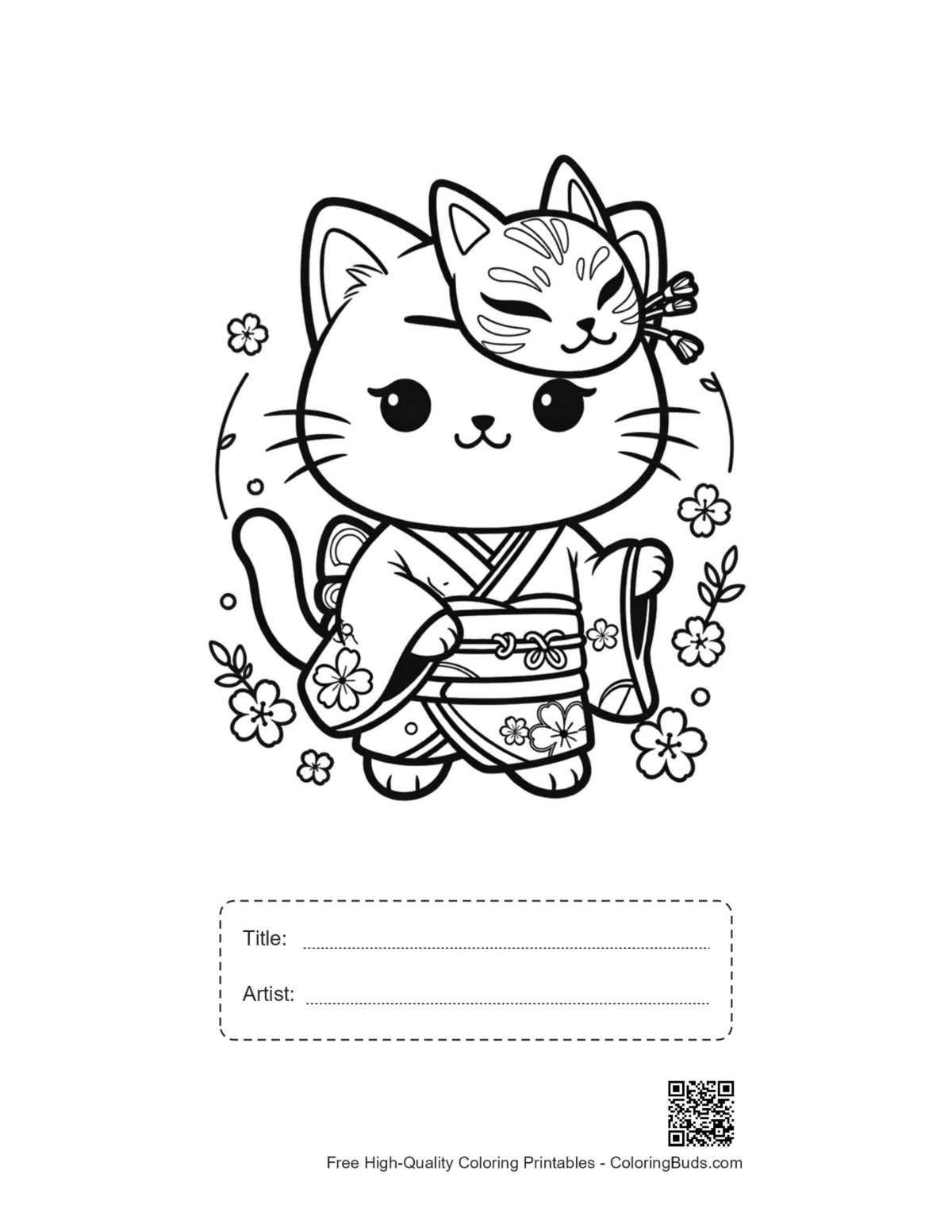 Cute cat masks printable with title artist box