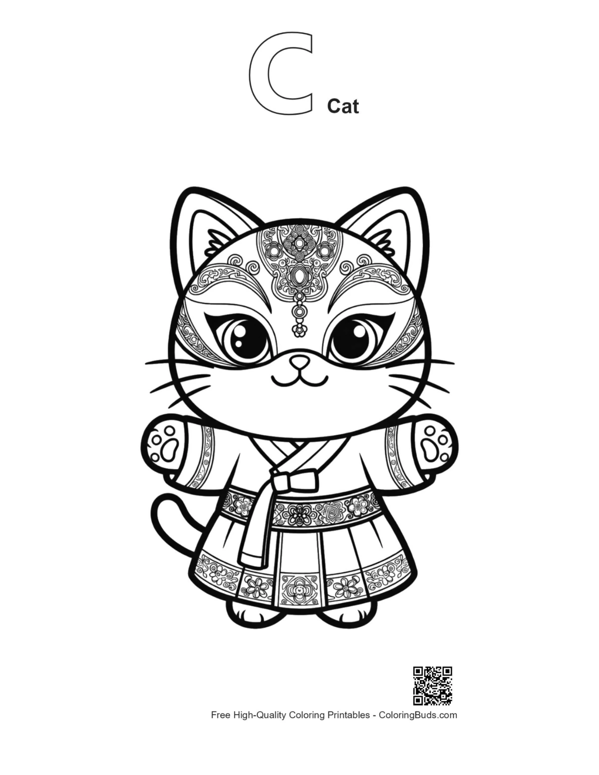 Umriss Alphabet C Katzenmaske zum Drucken