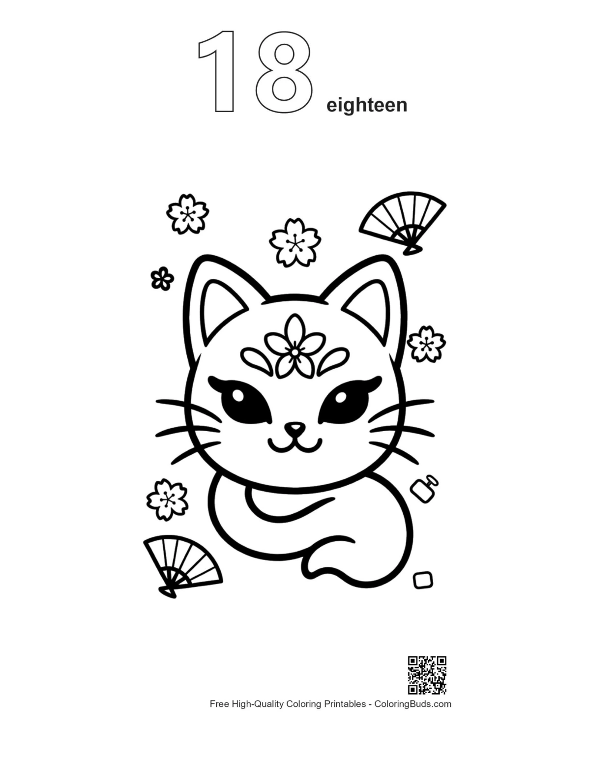 Outline 18 kitten ornate mask coloring printable