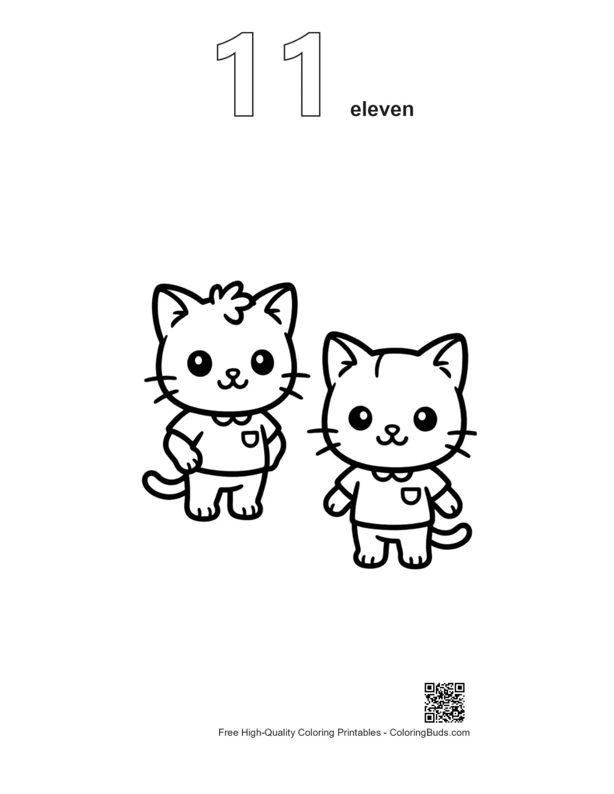 Chibi cats uniforms outline coloring page #11
