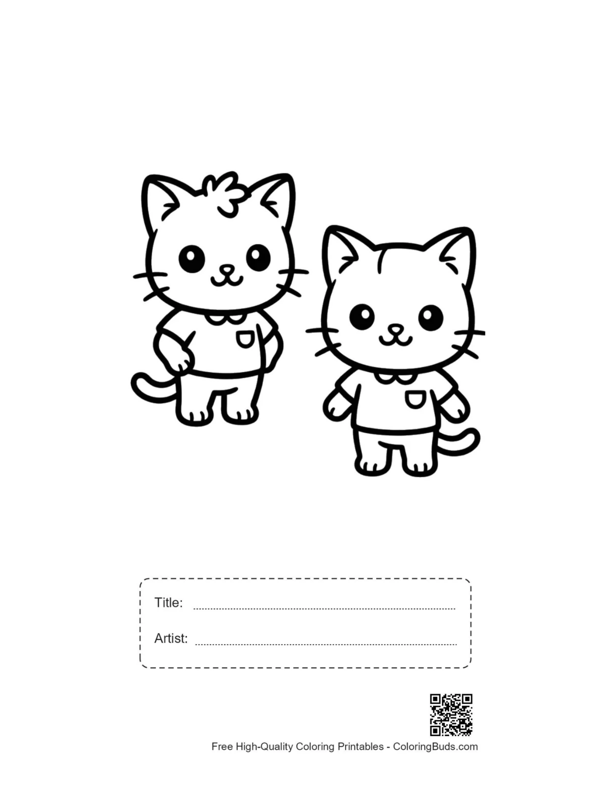 Chibi cats school uniforms printable with title box