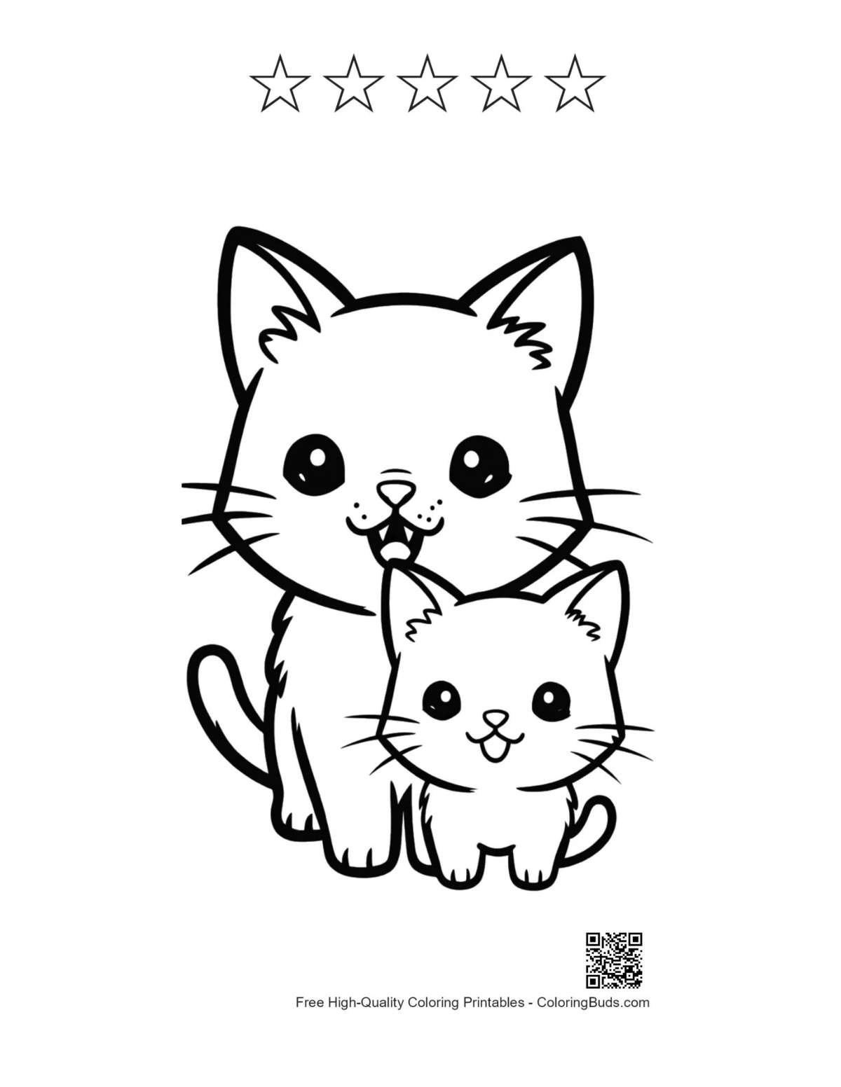 Chibi cats printable with star outlines