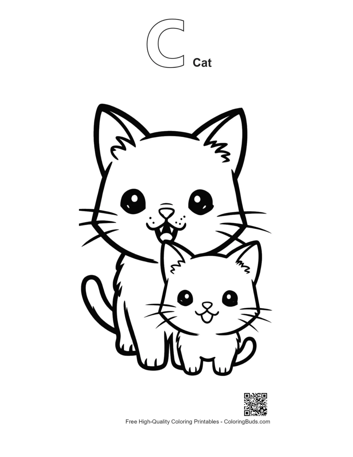 Chibi cats outline with letter C