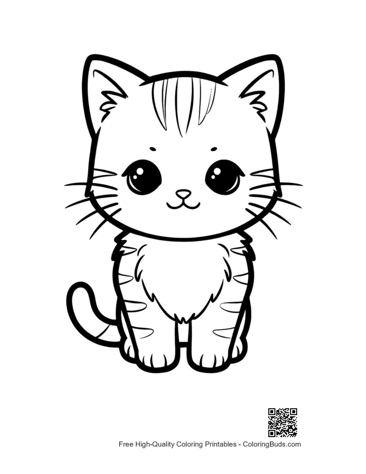 Cute chibi tabby kitten illustration