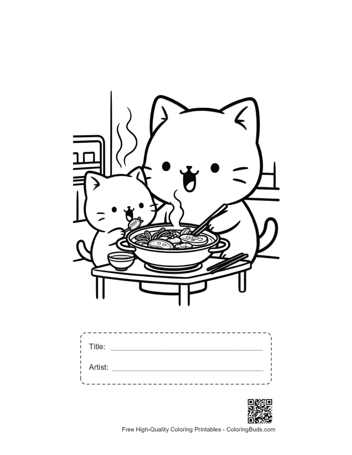 Chibi cats sheet with title artist box printable