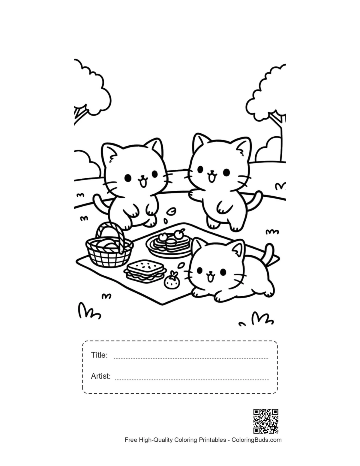 Chibi cats printable with title artist box
