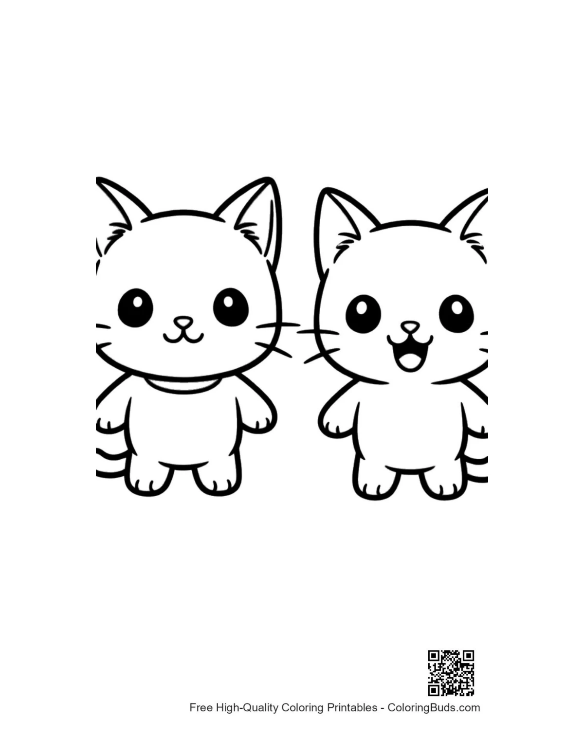 Cute chibi cats smiling printable