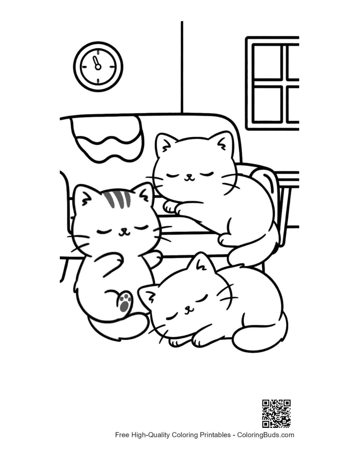 Cute kittens playing in cozy kitchen printable