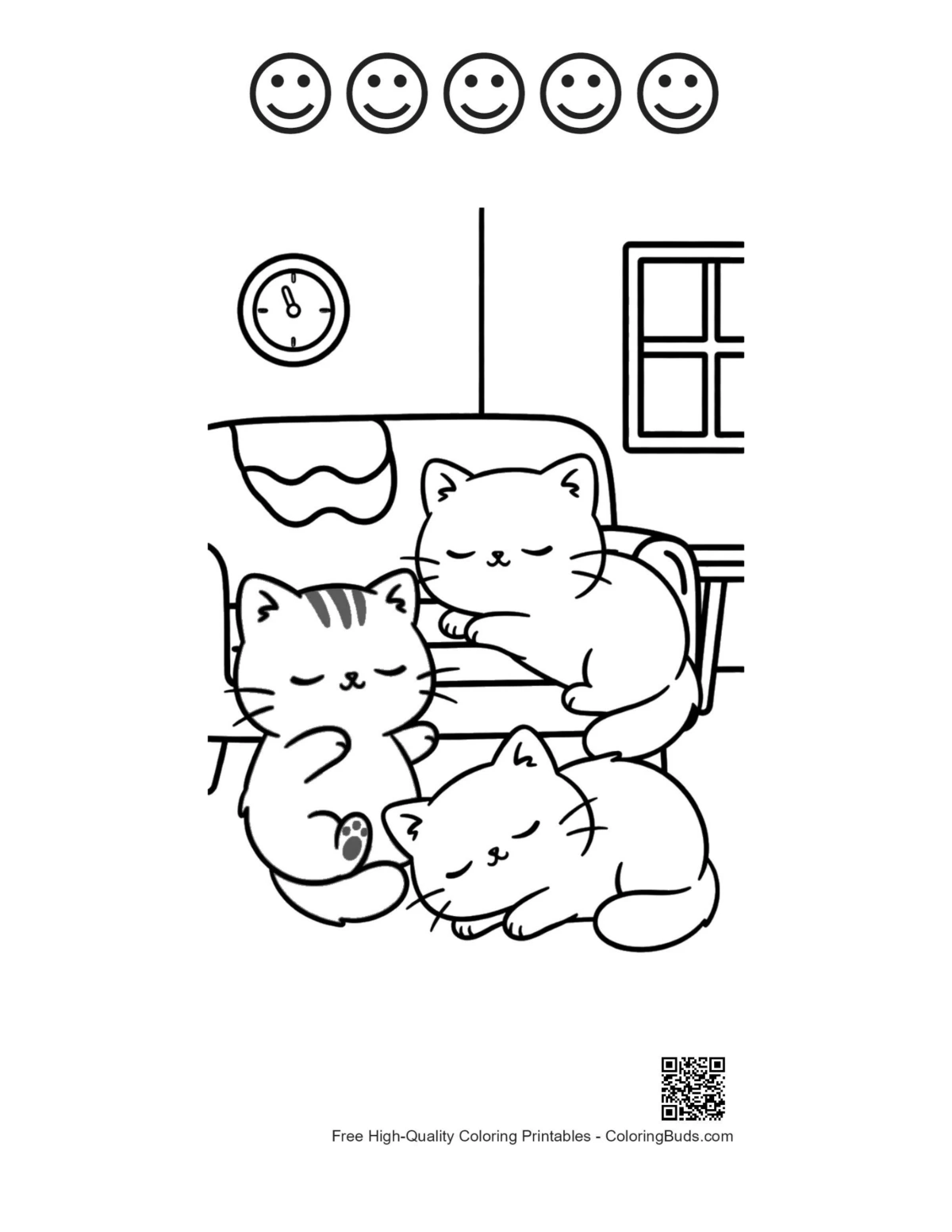 Cute kittens kitchen 5 happy faces printable