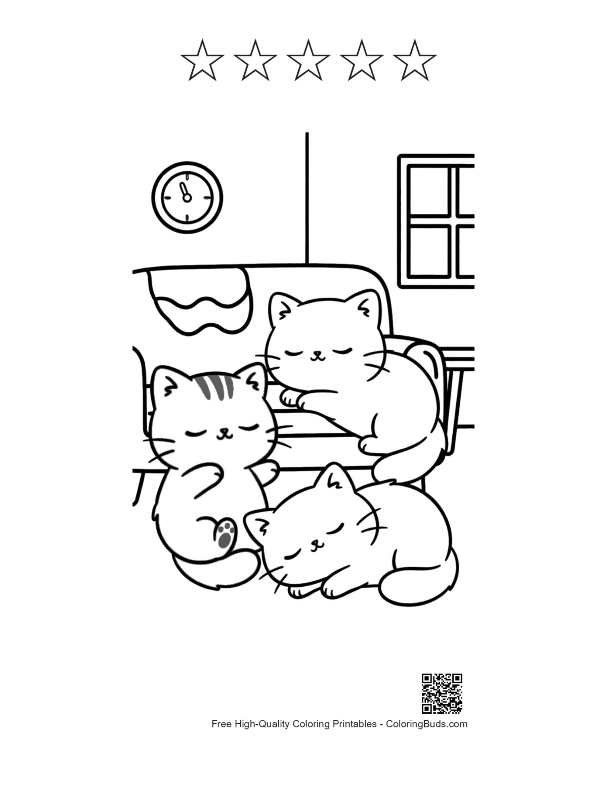 Cute kittens kitchen with 5 stars outline