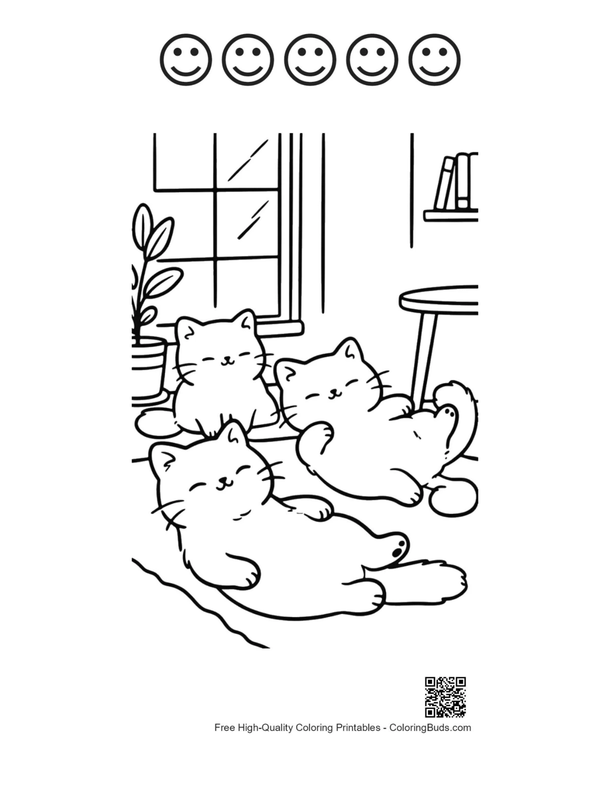 Leuke kittens printbaar 5 blije gezichtjes