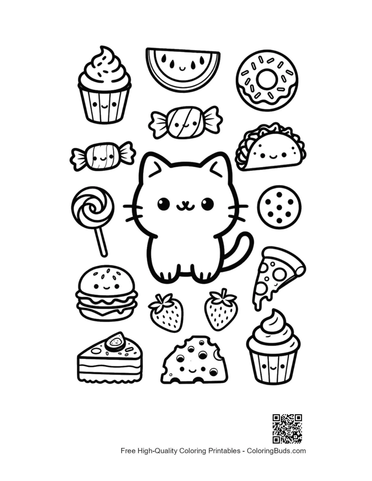 Kawaii bear cub mini tank forest coloring printable