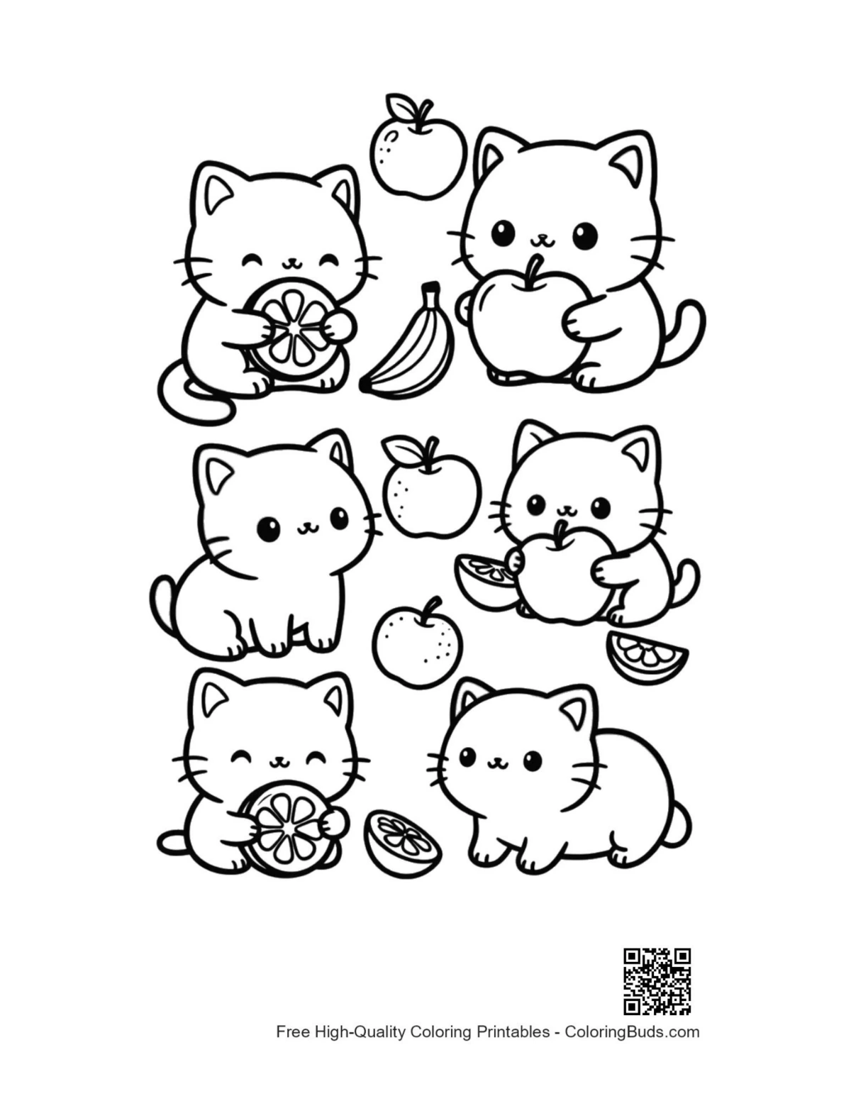 Cute easy Kawaii printable coloring page