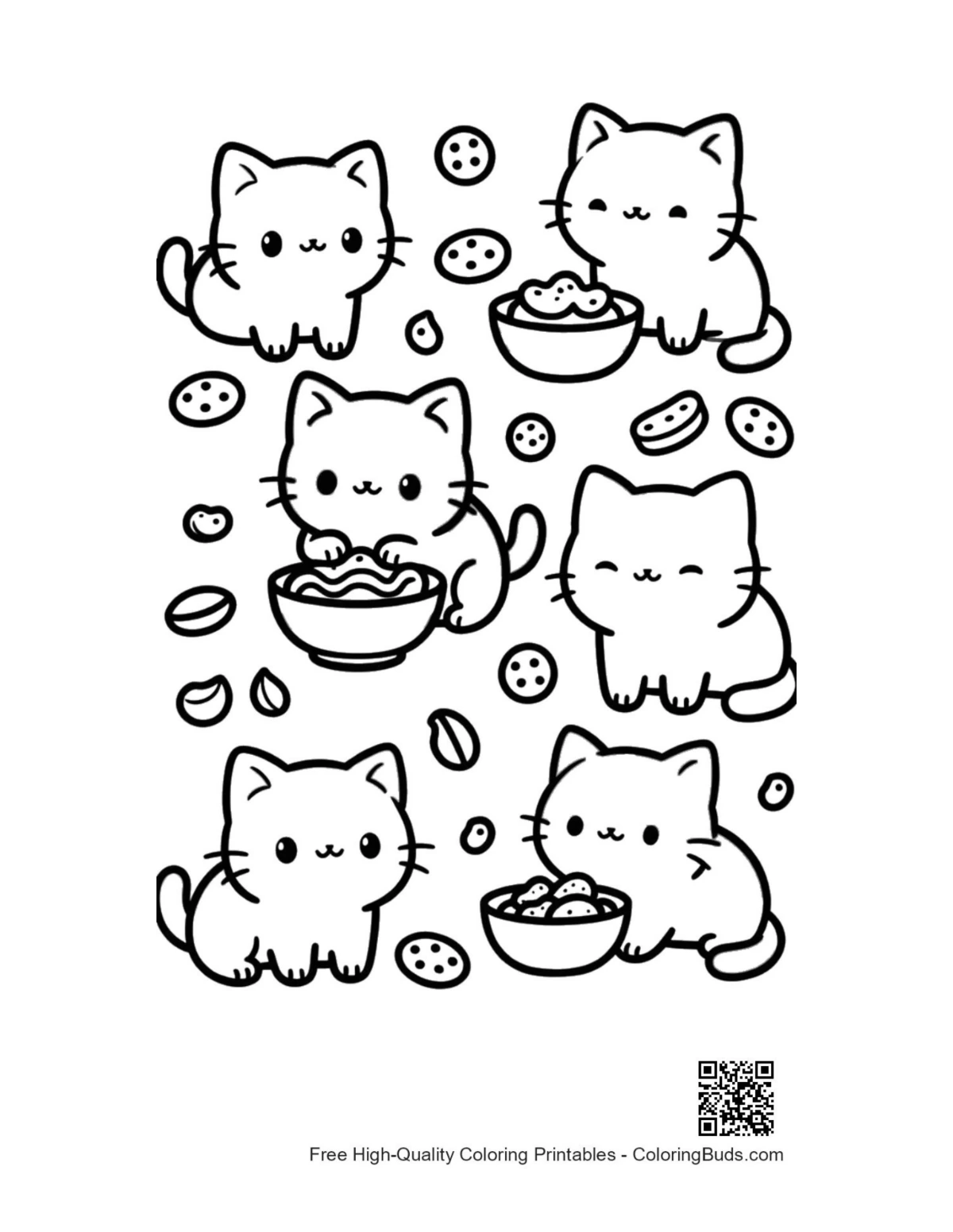 Cute easy Kawaii coloring page printable sheet