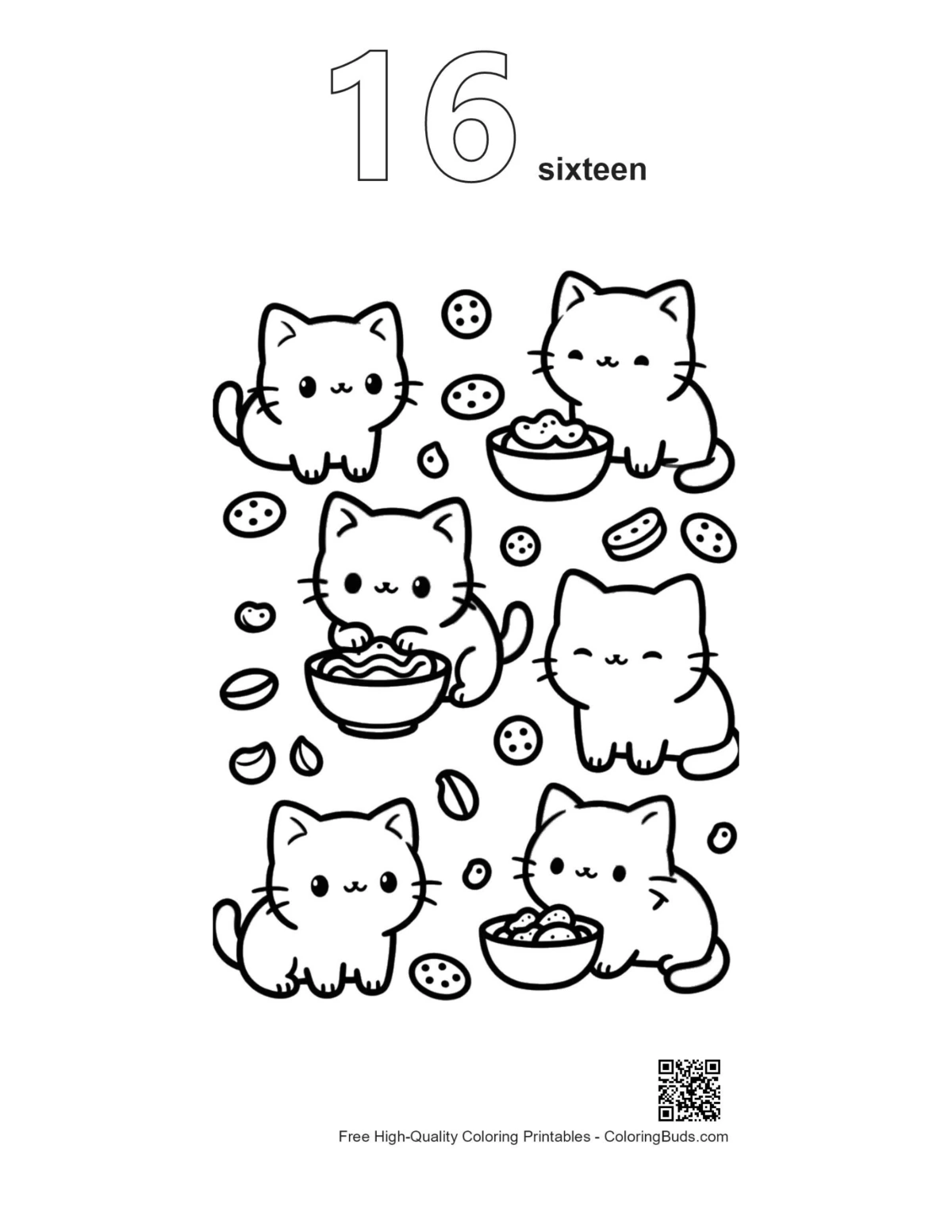 Kawaii coloring page outline number 16 printable