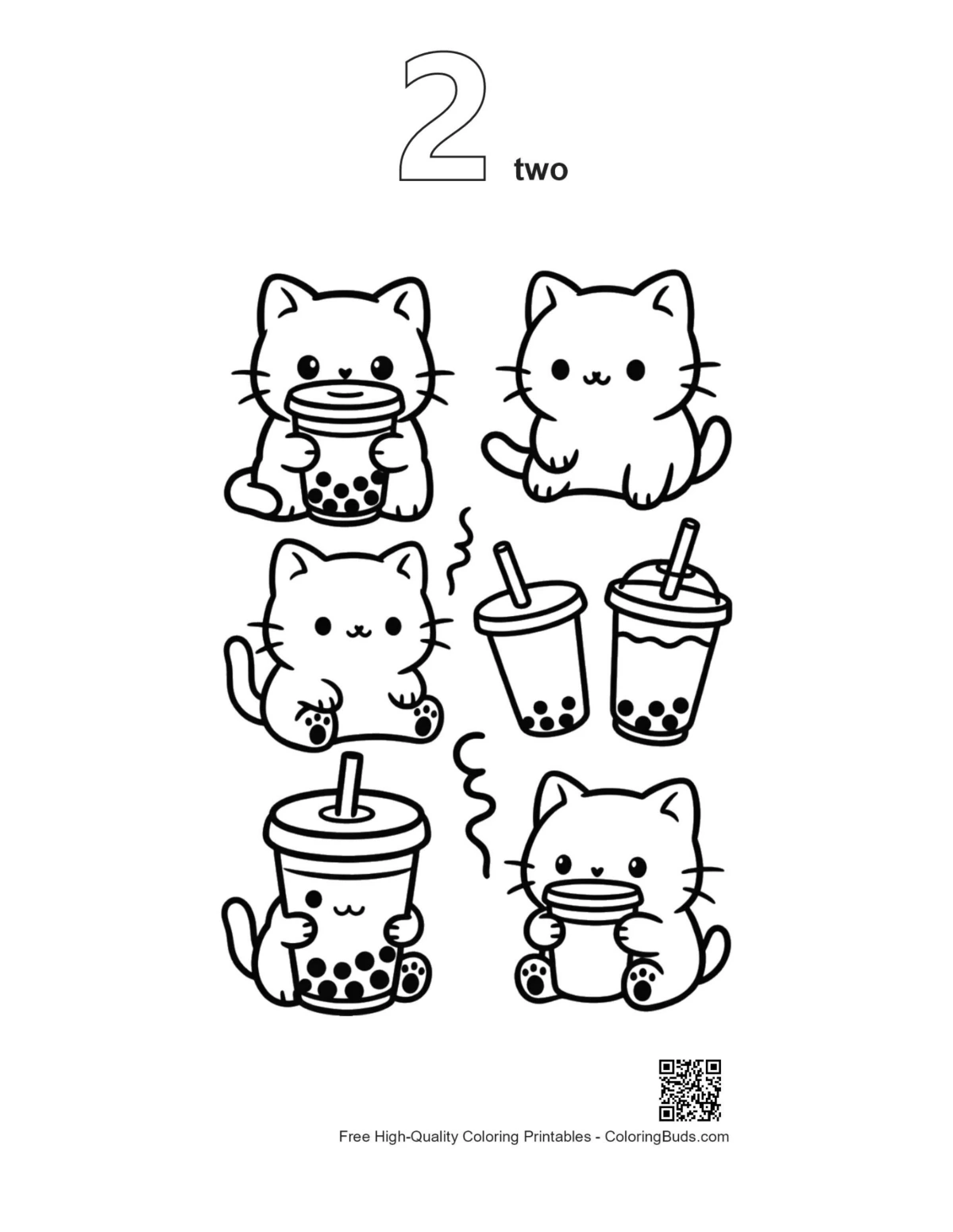 Kawaii coloring pages outline version 2