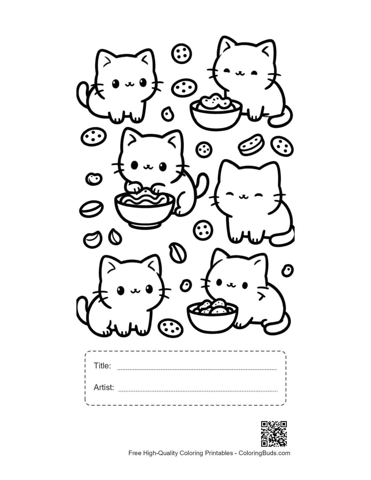 Easy Kawaii printable with title artist box outline