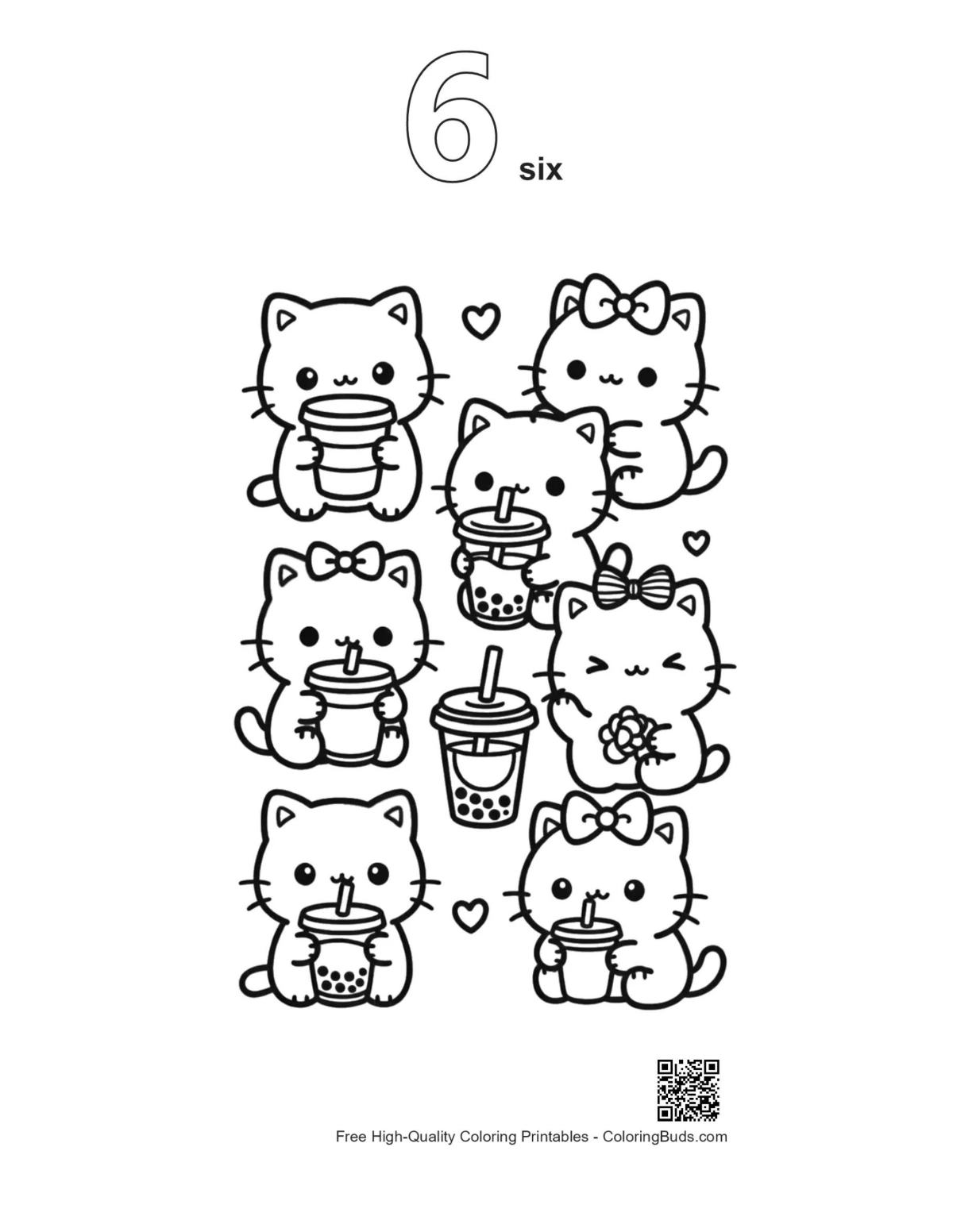 Kawaii bear outline number 6 honey wand garden