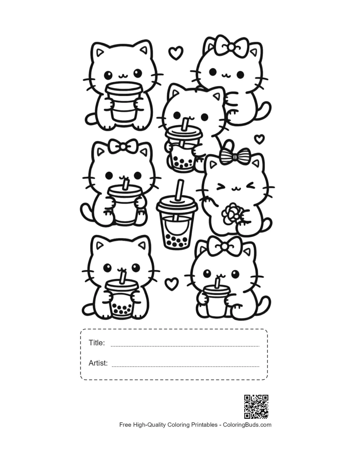 Kawaii bear garden printable with title artist box
