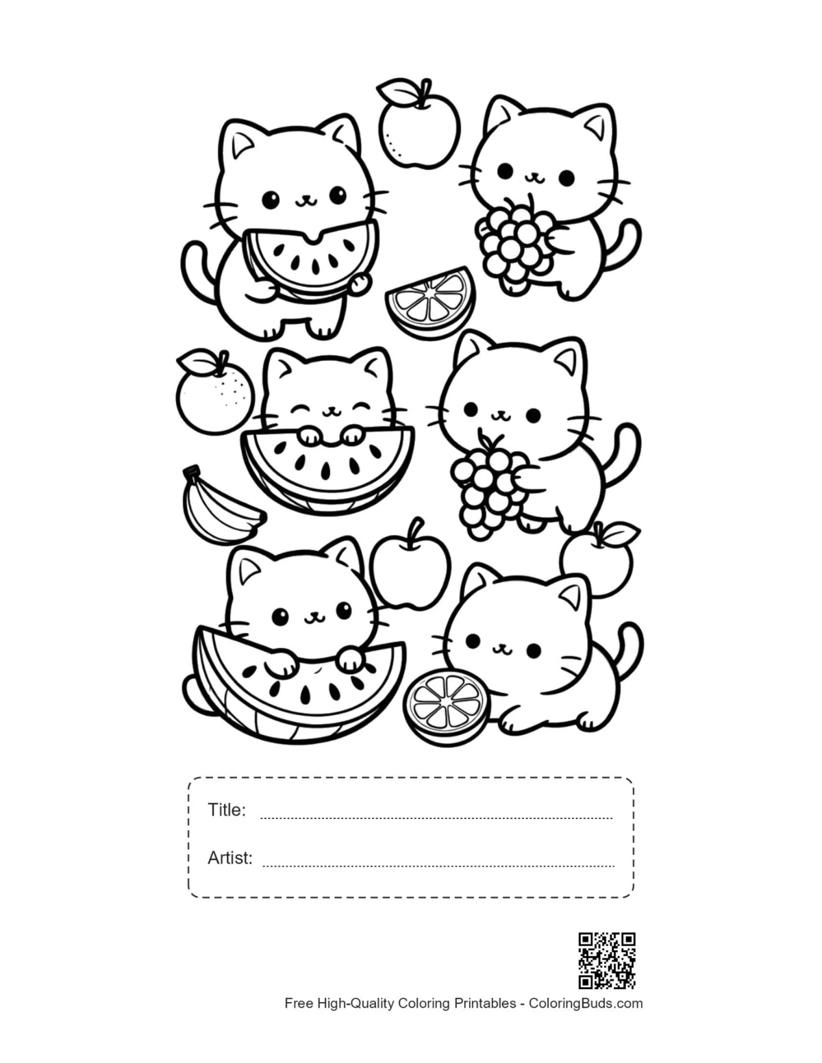 Kawaii bear cub printable with title artist box