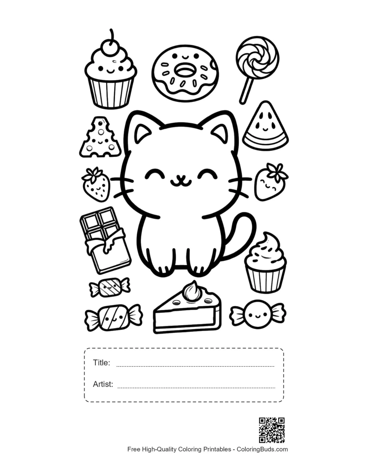 Kawaii grizzly bear printable with title box