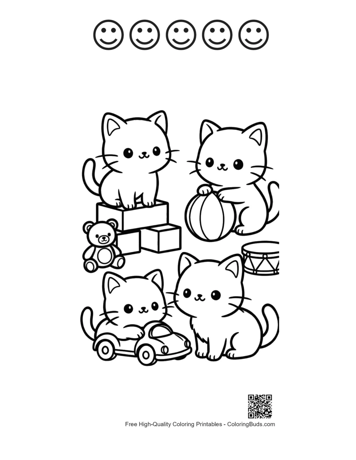 Bear cub kite printable with 5 happy face outlines
