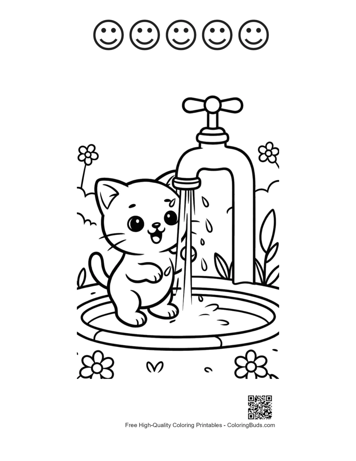 Kitten garden tap page with happy faces