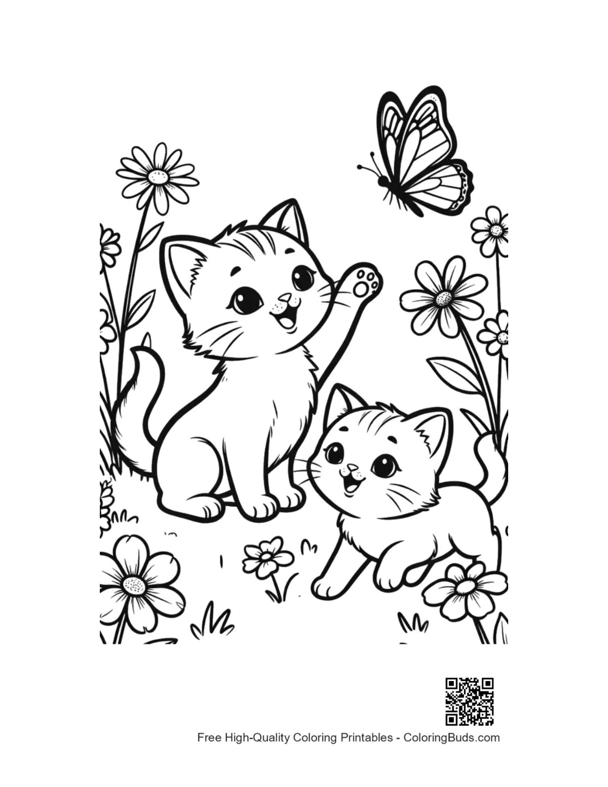 Free kittens coloring page printable download