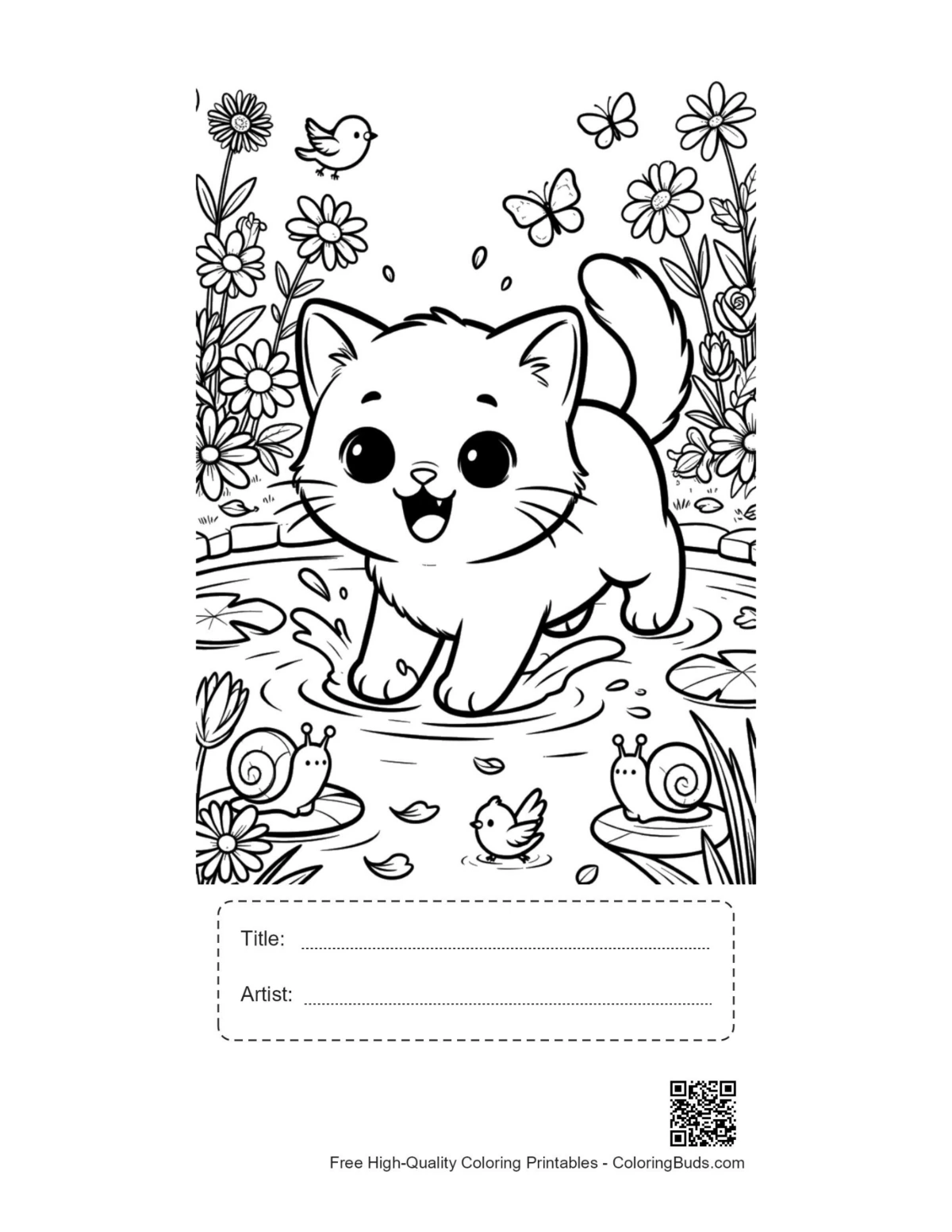 Printable kittens sheet with title artist box