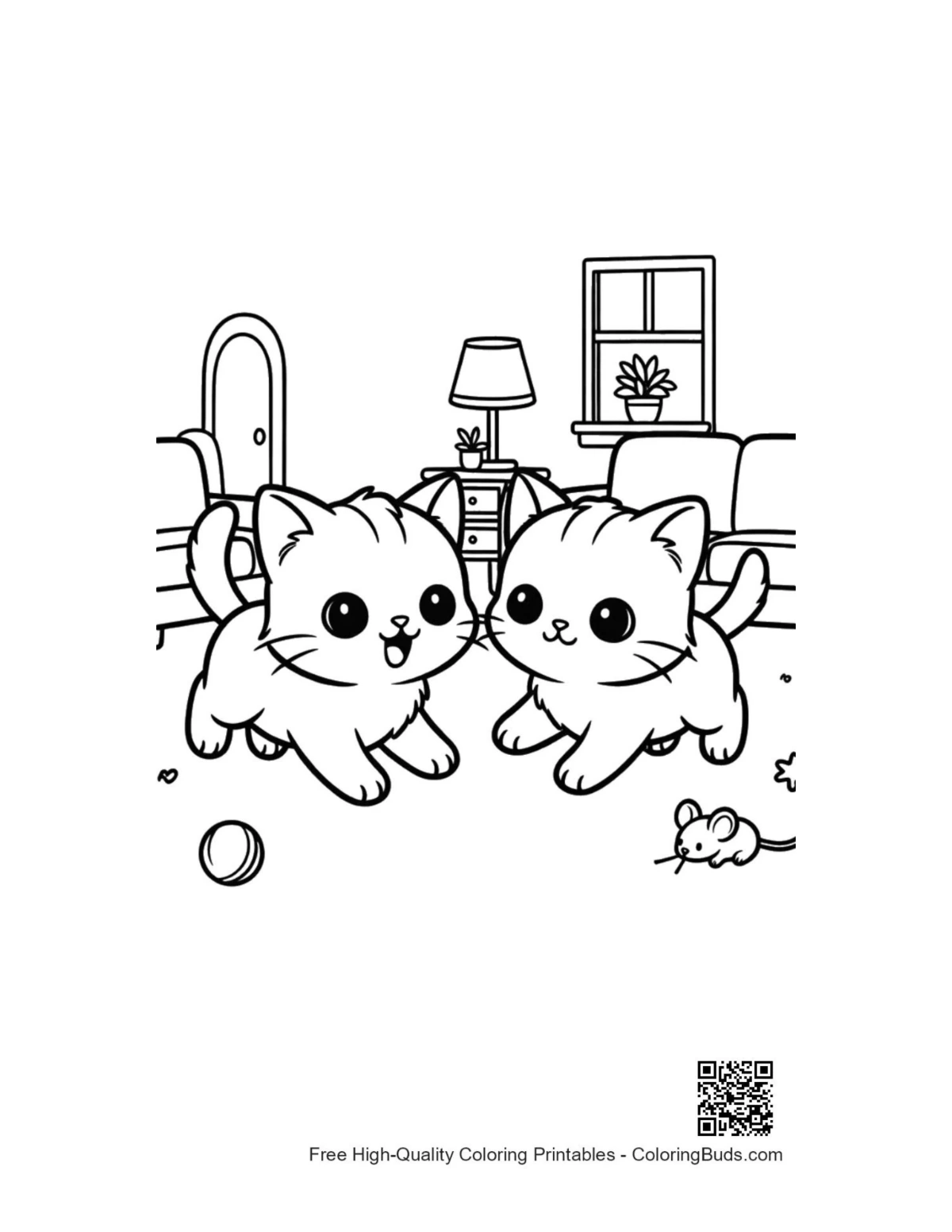 Cute kittens coloring printable download