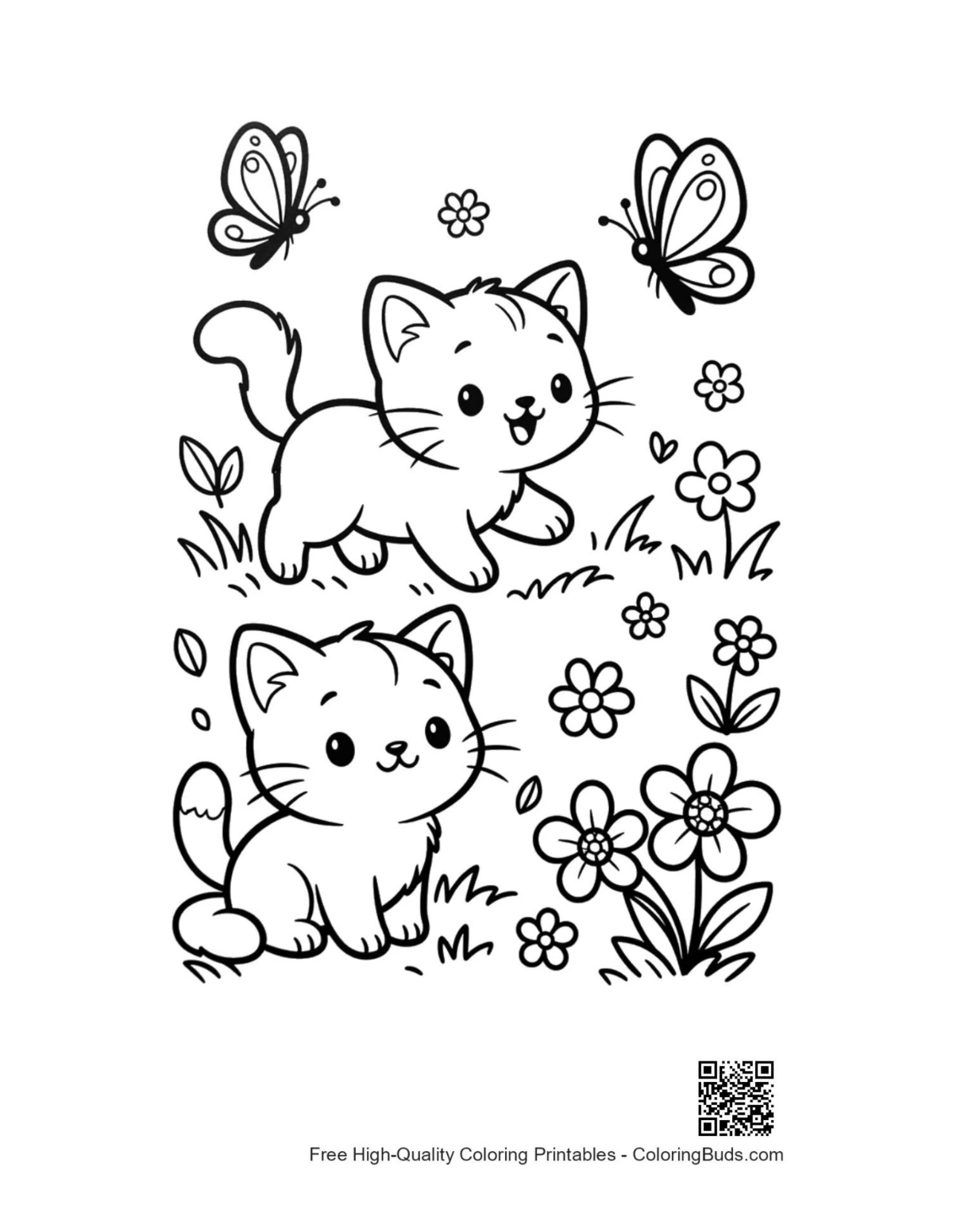 Cute kittens coloring sheet printable