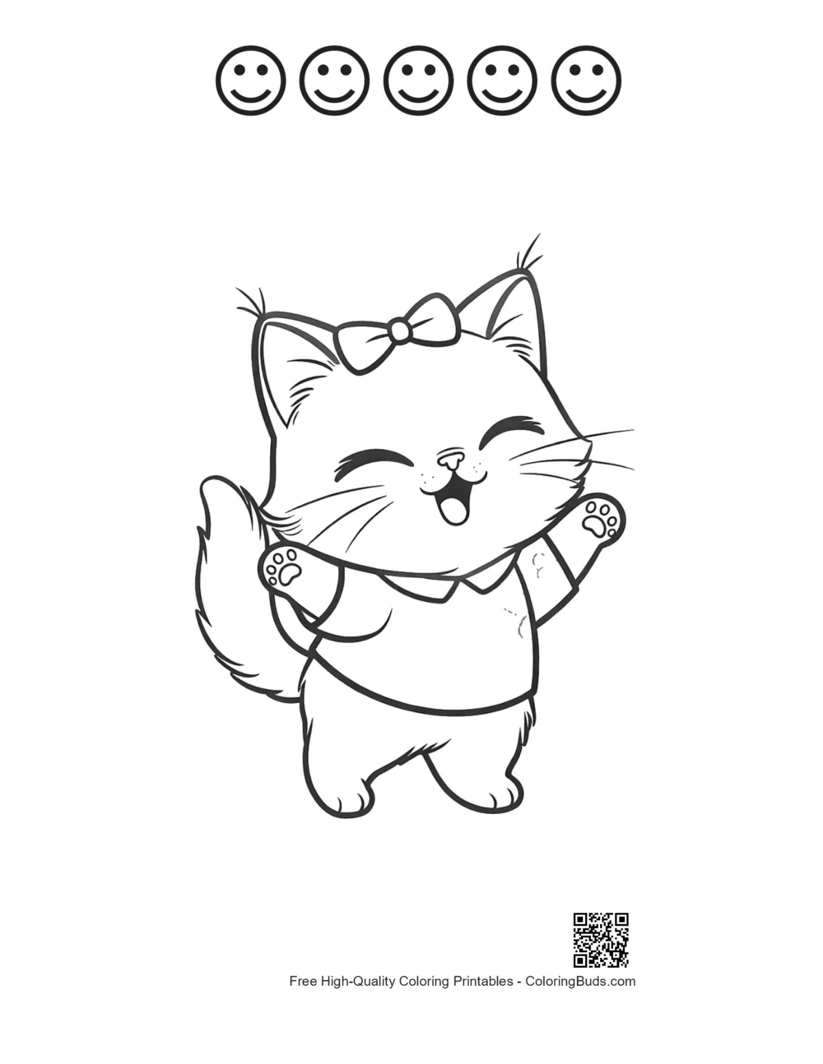 Cheerful Maine Coon kitten 5 happy face outline art