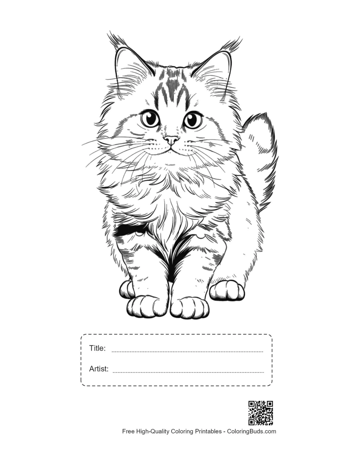 Printable Maine Coon kitten sketch with title box