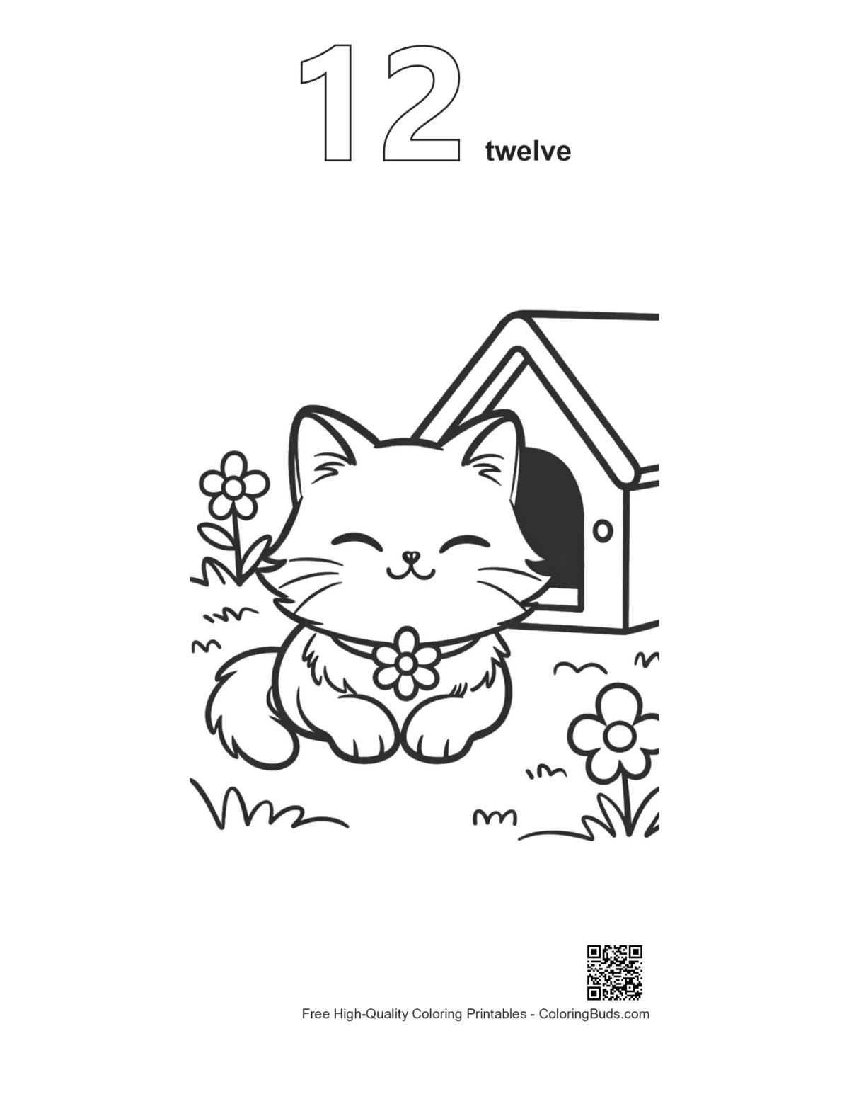 Maine Coon kitten coloring page outline number 12