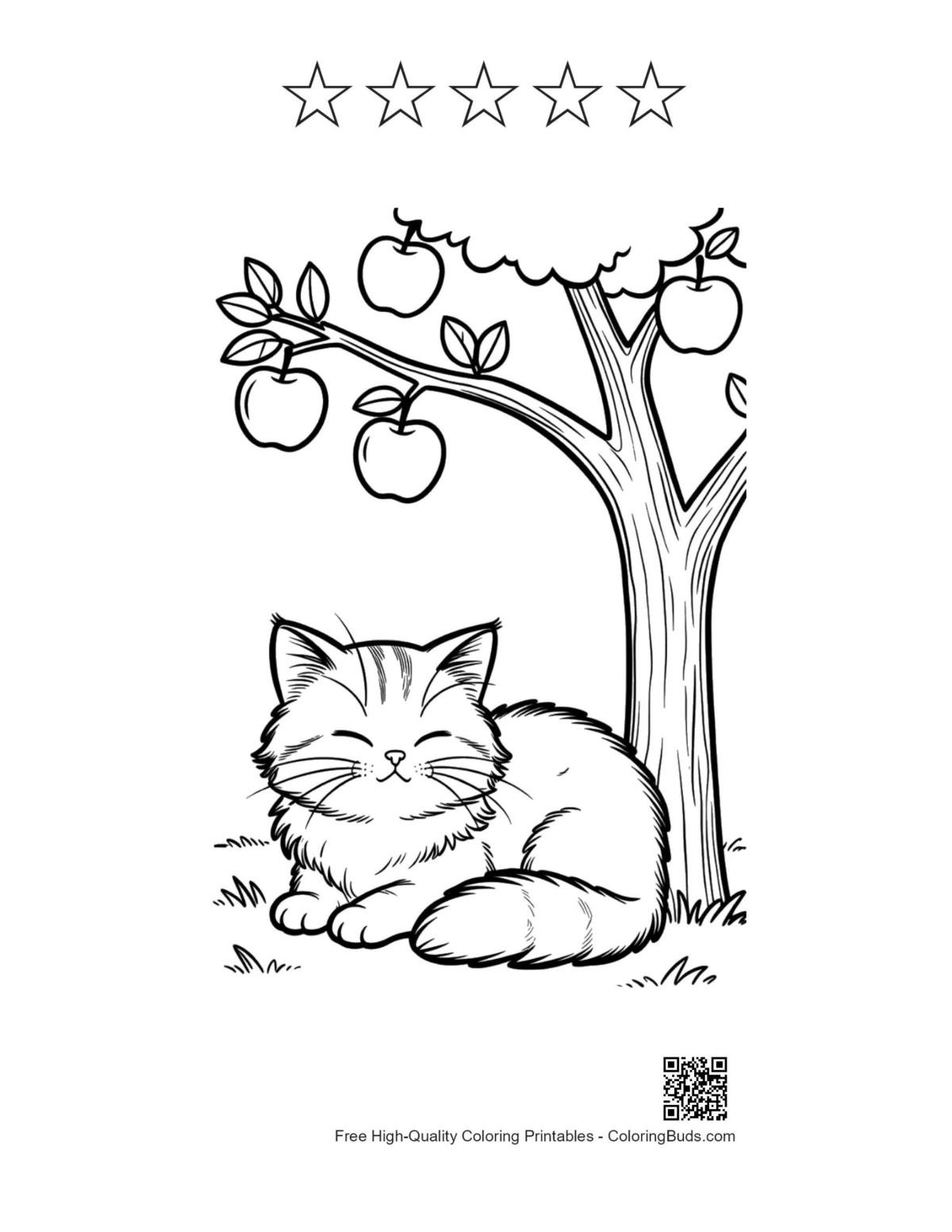 Fall Maine Coon kitten printable with 5-star outline