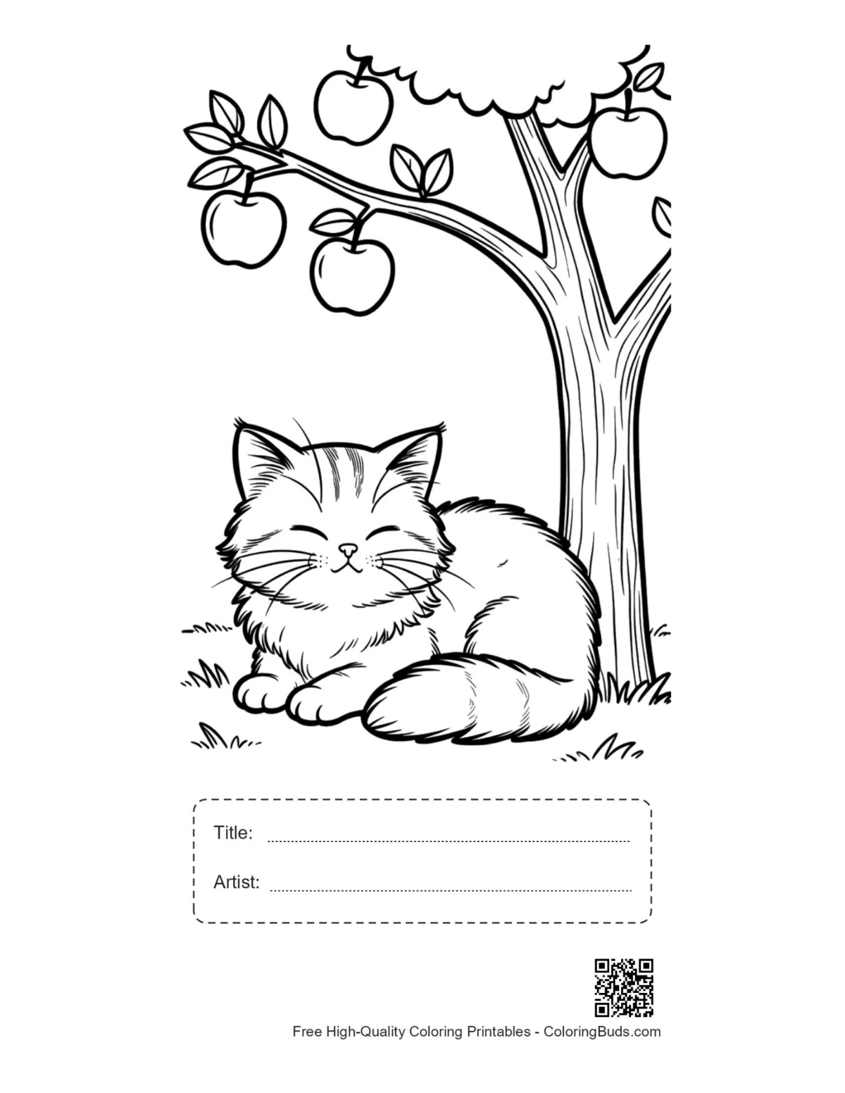 Maine Coon fall printable with title and artist box