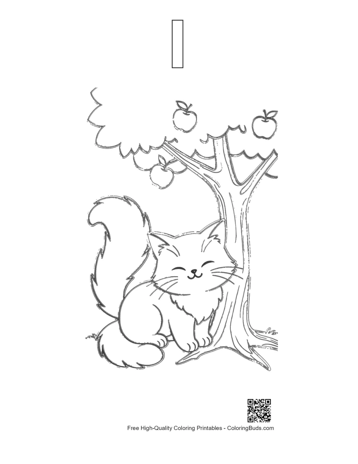 Maine Coon kitten coloring page outline alphabet I